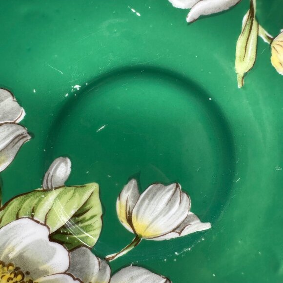 Vintage Aynsley England Saucer Plate Bone China Green Dogwood Floral Gold Trim - Picture 5 of 8